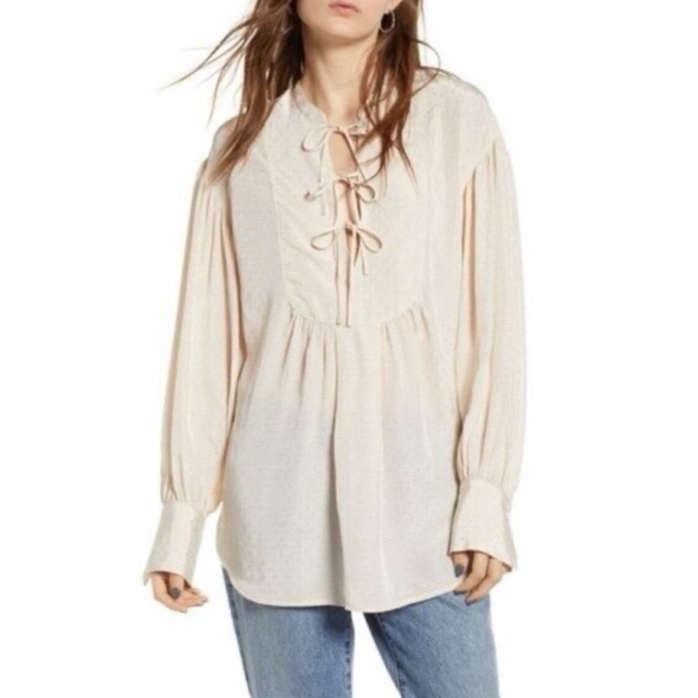 Treasure &Bond-Elegant Cream Blouse- Size Medium